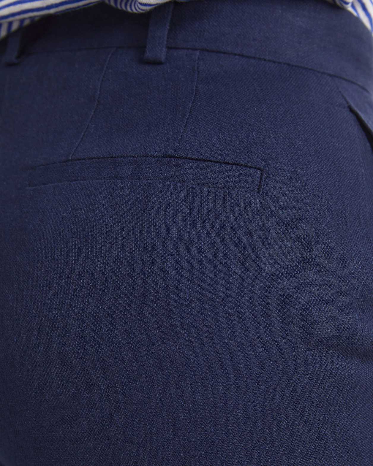 Freya Straight Linen Pant in NAVY