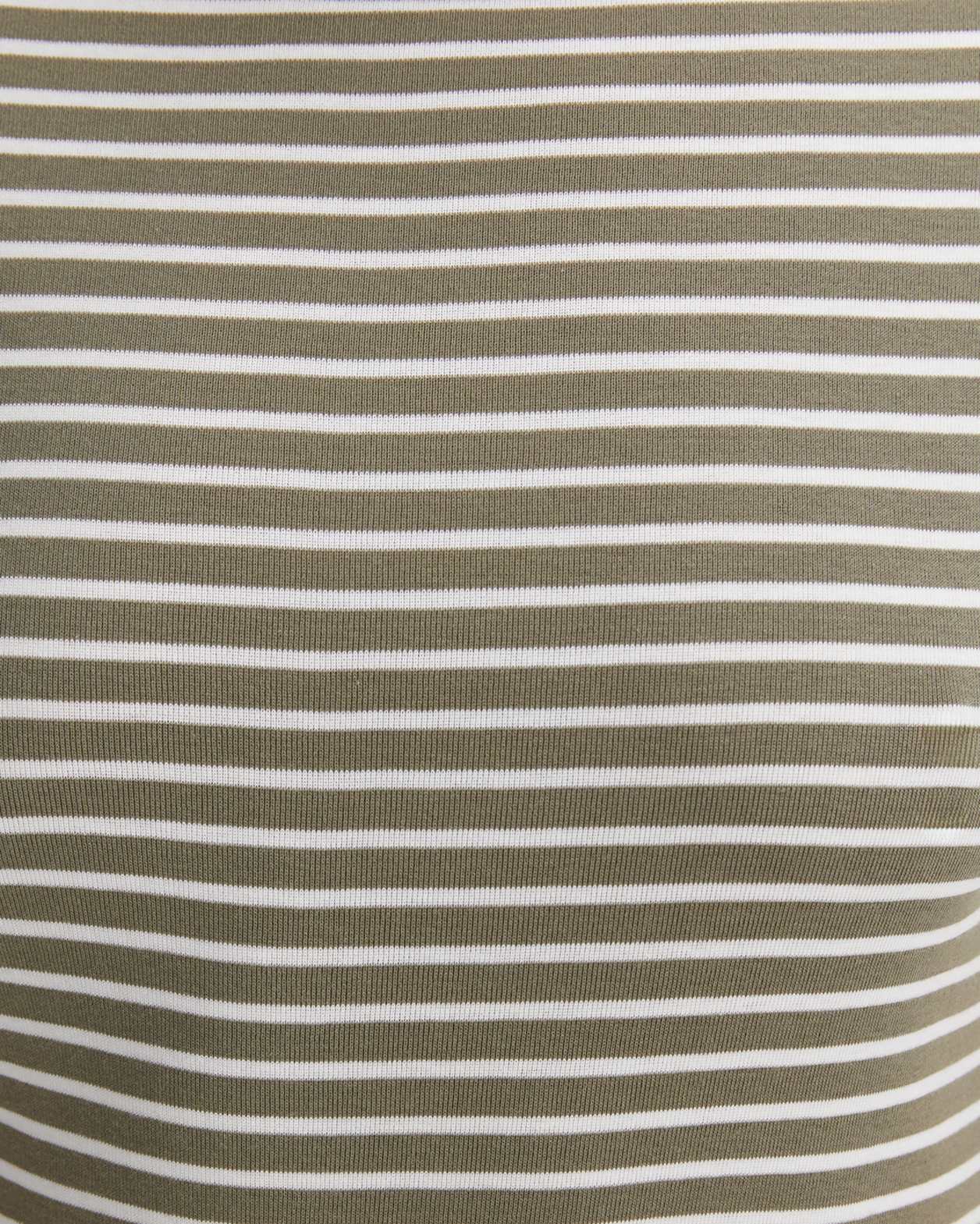 Heidi Boat Neck Half Sleeve Tee in KHAKI/WHITE