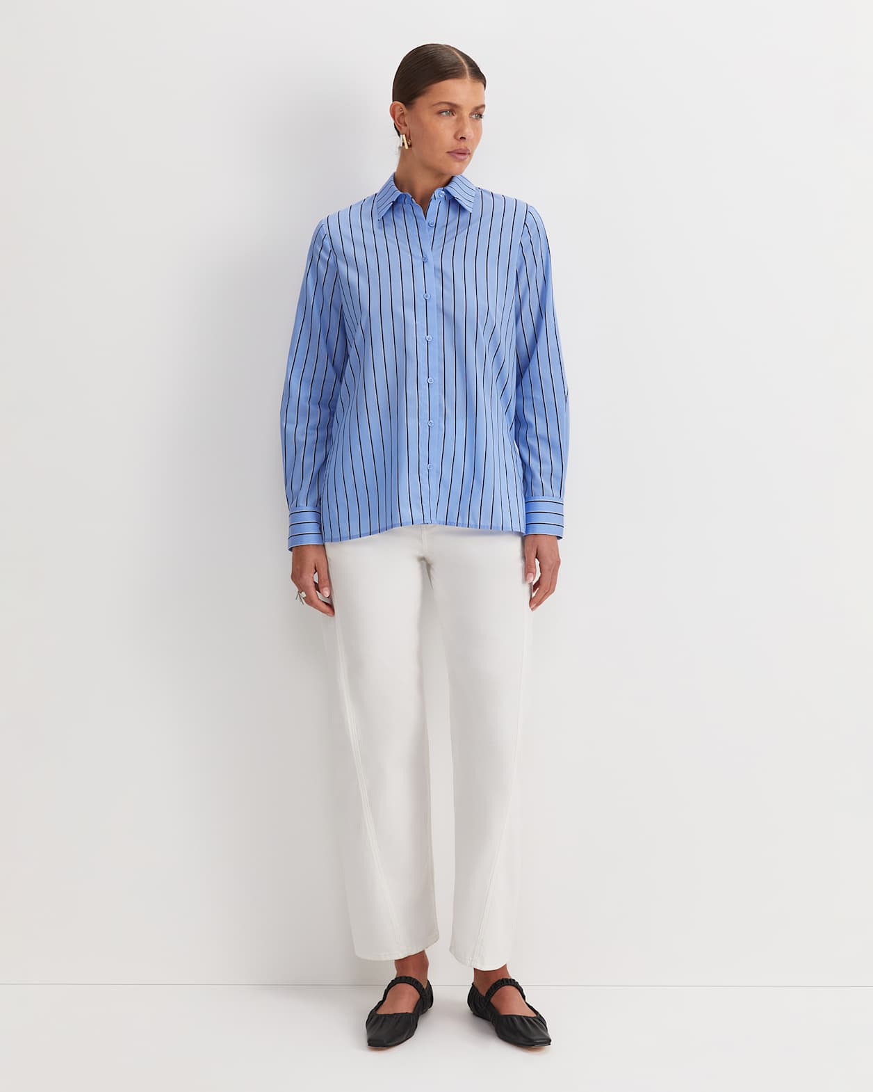 Gina Stripe Shirt in BLUE/WHITE