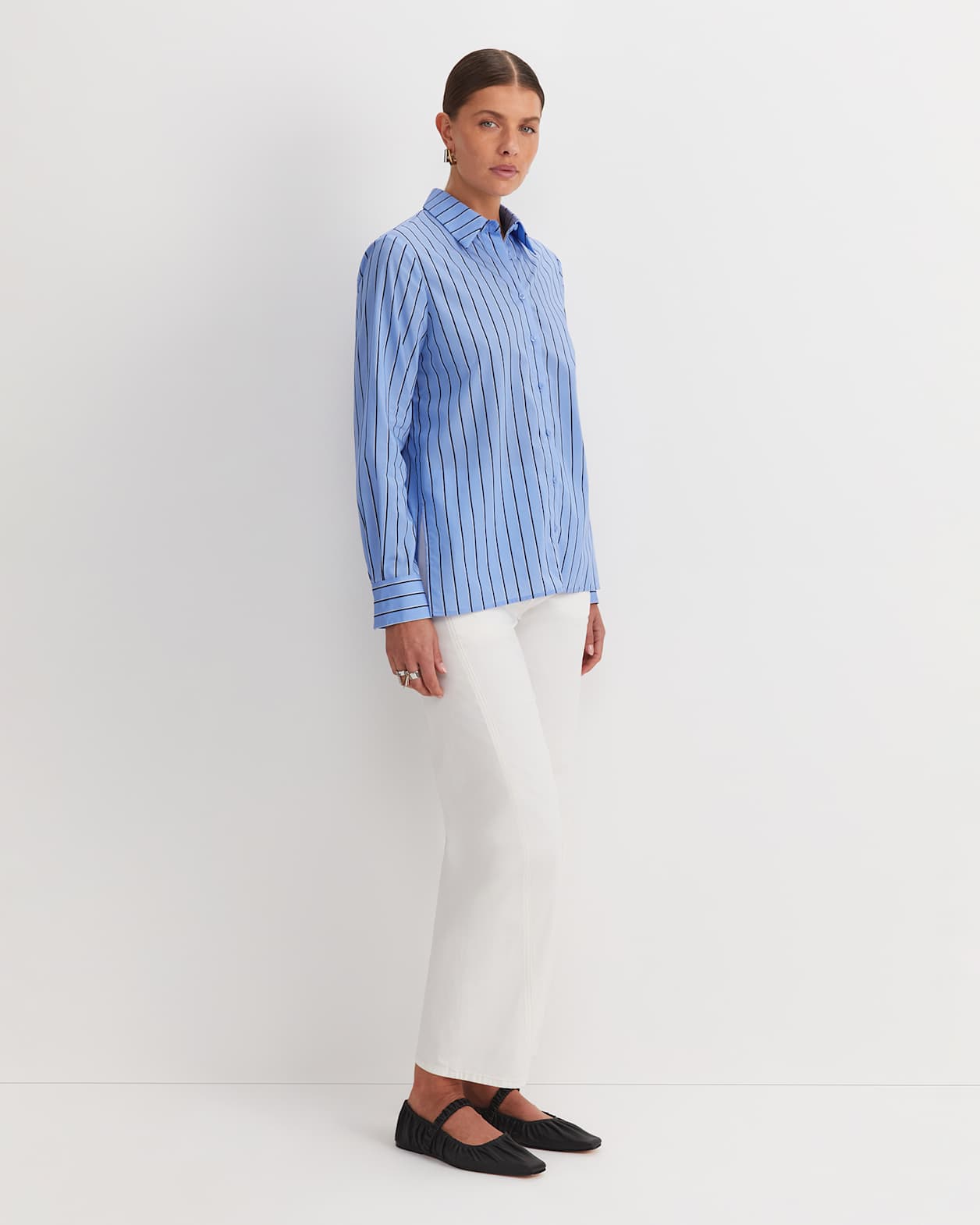 Gina Stripe Shirt in BLUE/WHITE