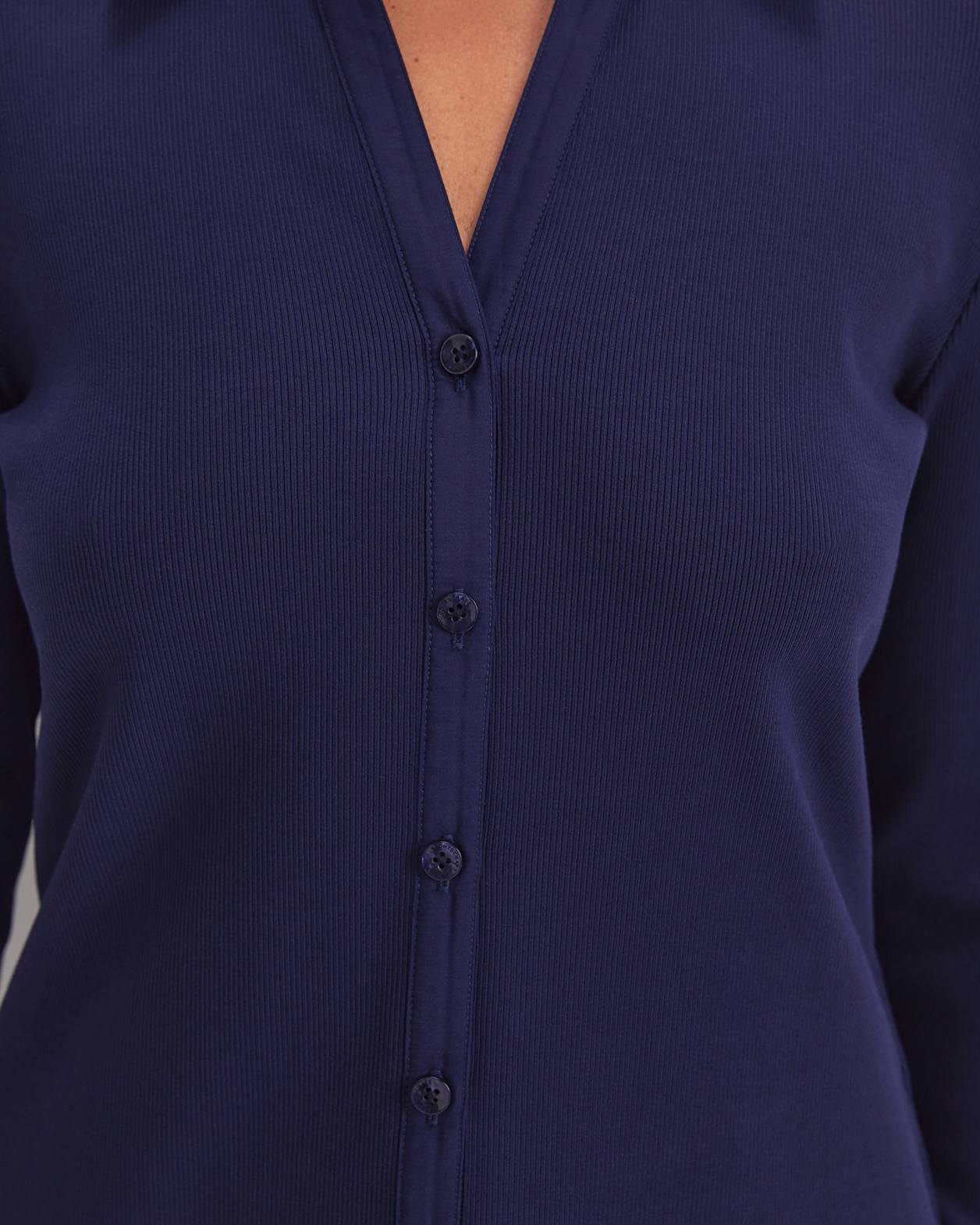 Catherine Rib Shirt in NAVY