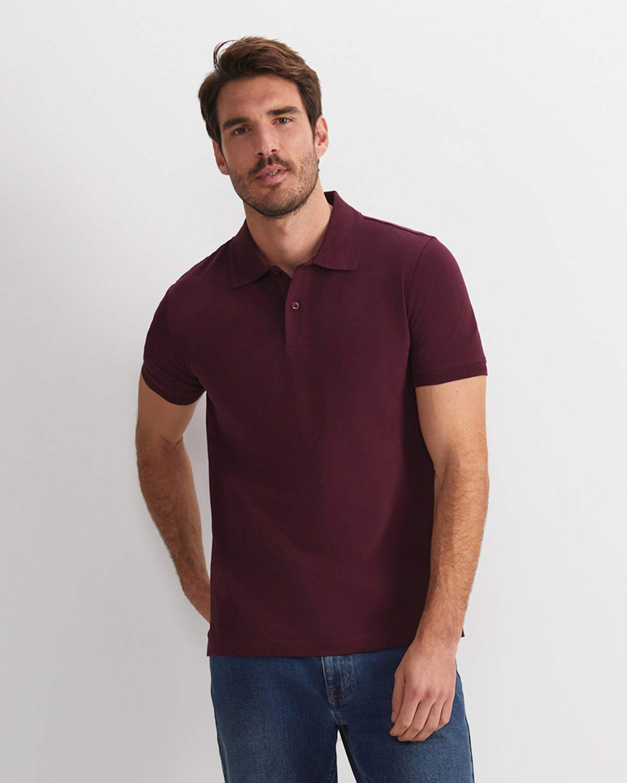 SC Pique Polo in BURGUNDY