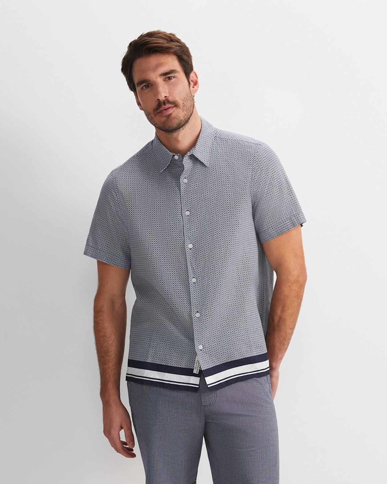 Brett Short Sleeve Print Shirt in NAVY MULTI