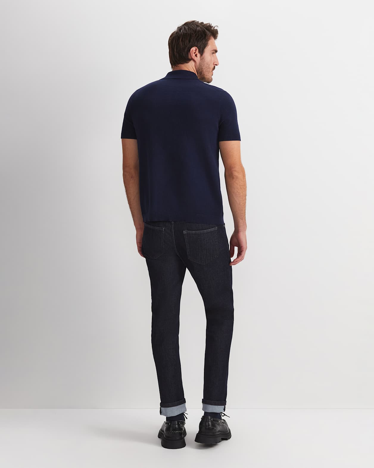 Ethan Stripe Short Sleeve Shirt in NAVY