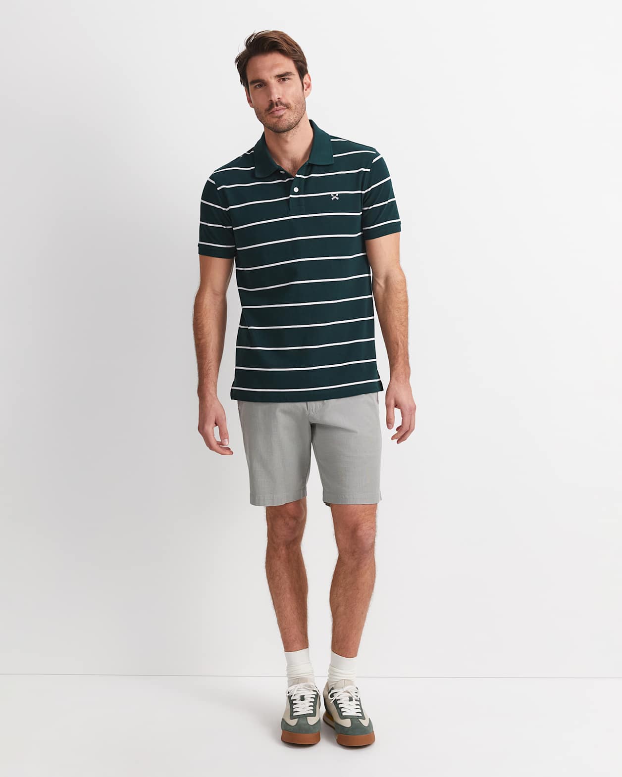 David Stripe Polo in PINE