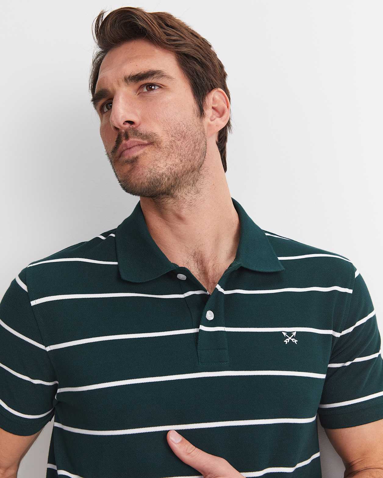 David Stripe Polo in PINE