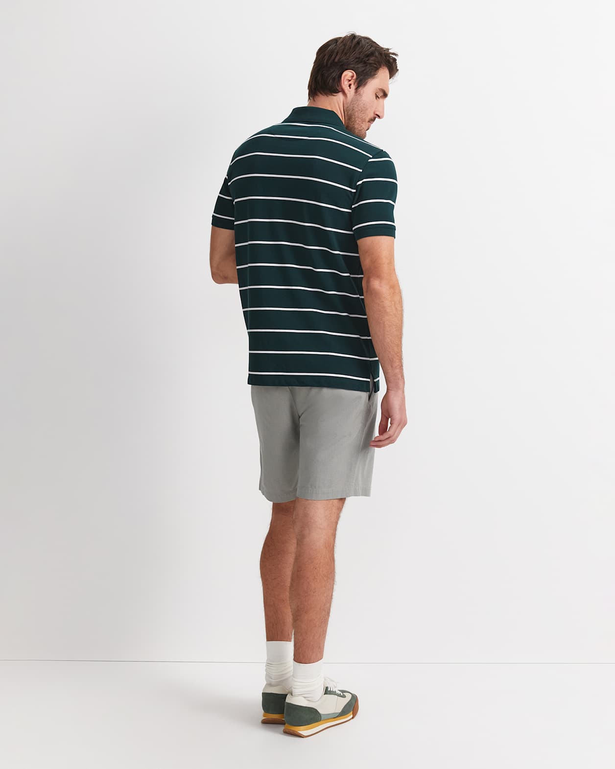 David Stripe Polo in PINE