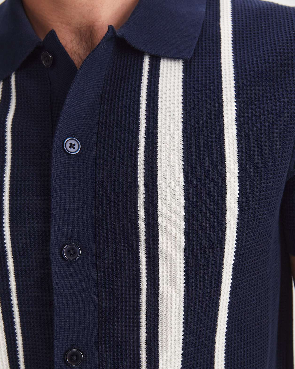 Ethan Stripe Short Sleeve Shirt in NAVY