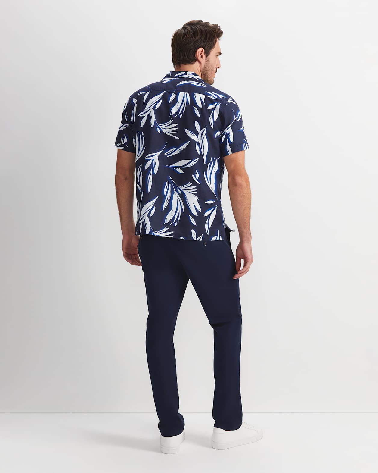 Liam Short Sleeve Print Shirt in NAVY