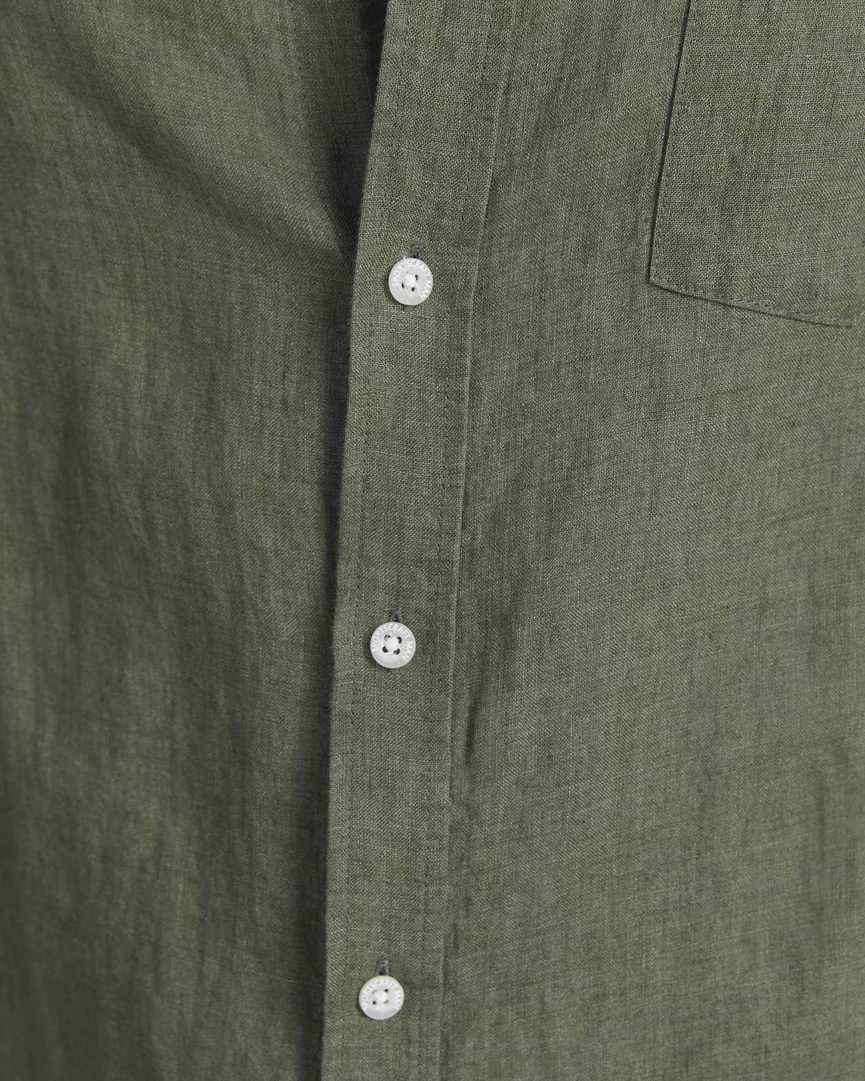 Linen Long Sleeve Delave Shirt in KHAKI
