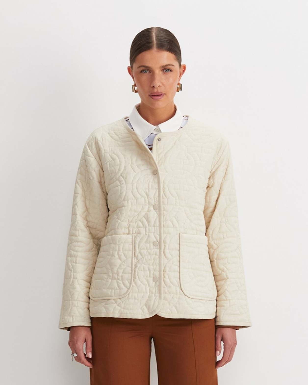Gina Quilted Jacket in ECRU
