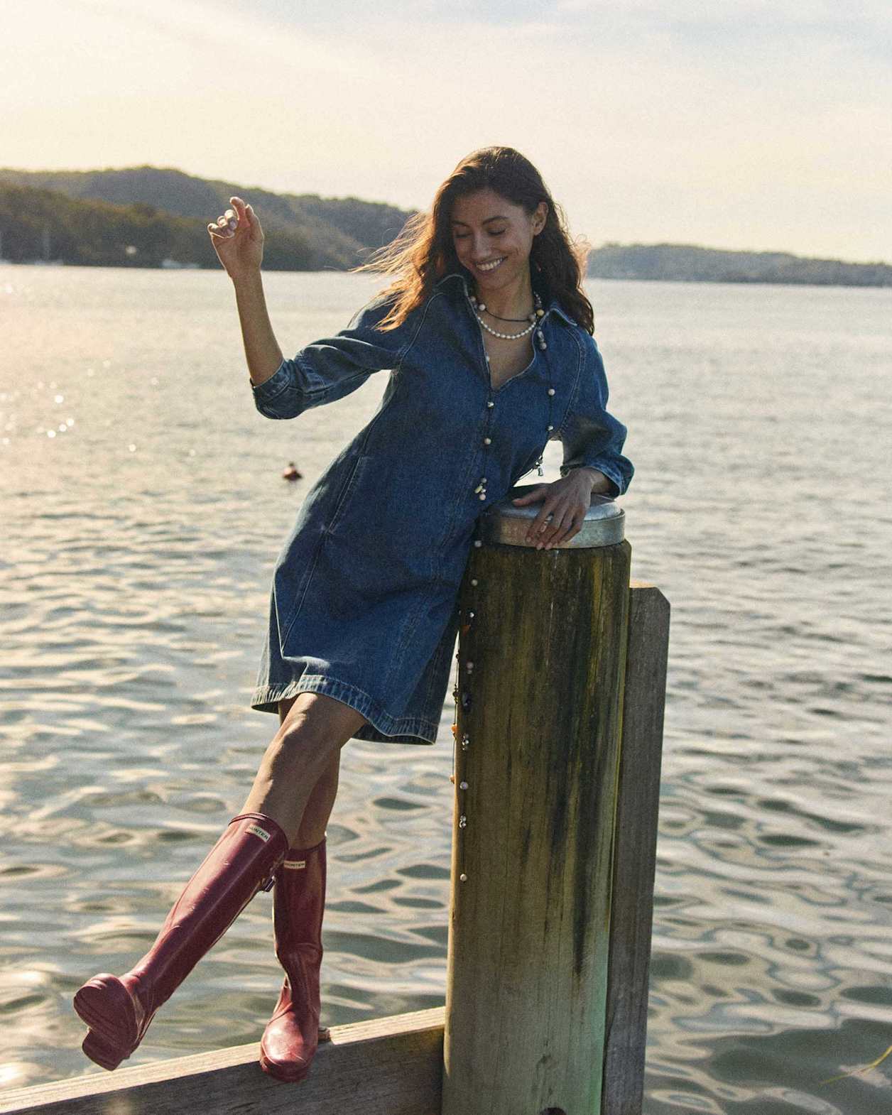 Allegra Denim Mini Dress in MID WASH