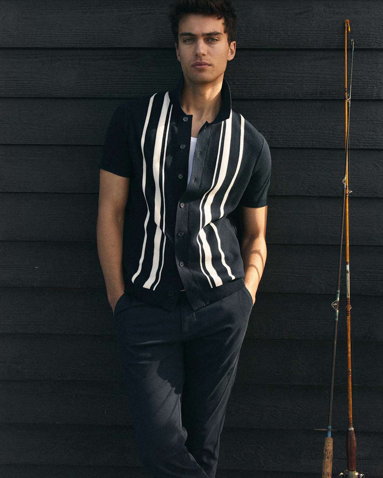 Ethan Stripe Short Sleeve Shirt in NAVY