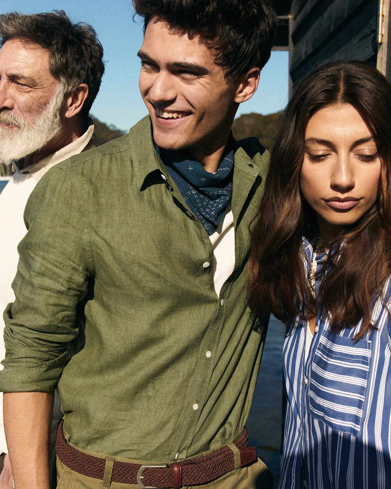 Linen Long Sleeve Delave Shirt in KHAKI