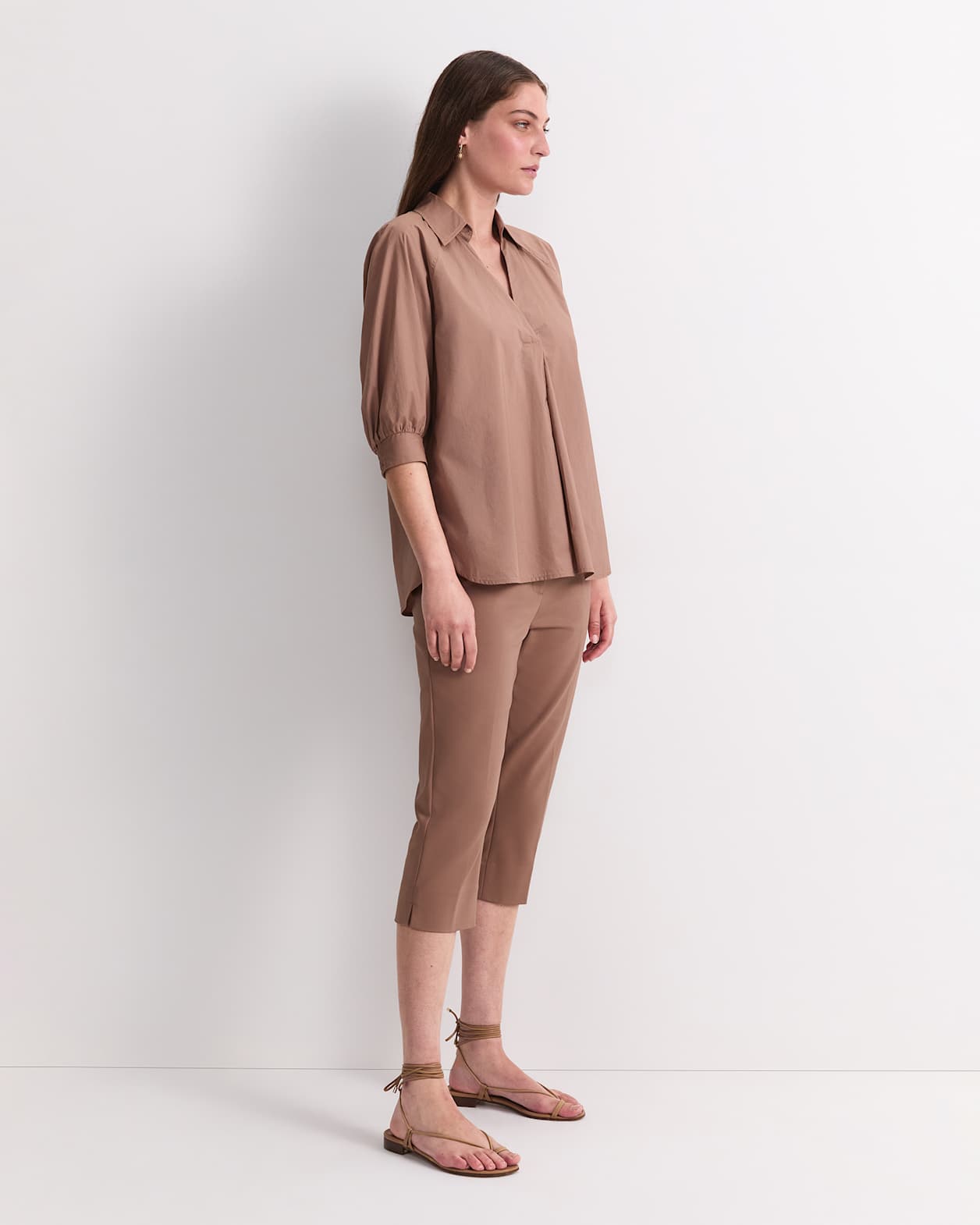 Lorelei Cotton Blouse in MOCHA
