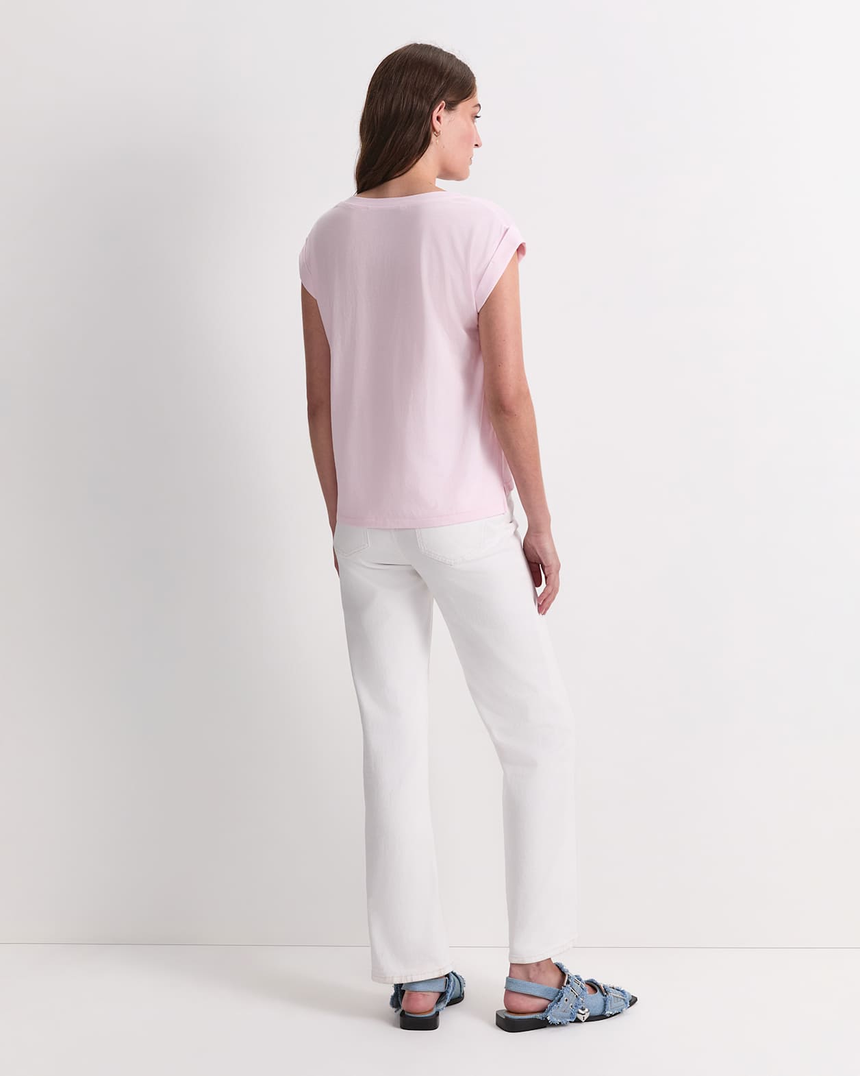 Blair Cotton V-Neck Tee in BLUSH