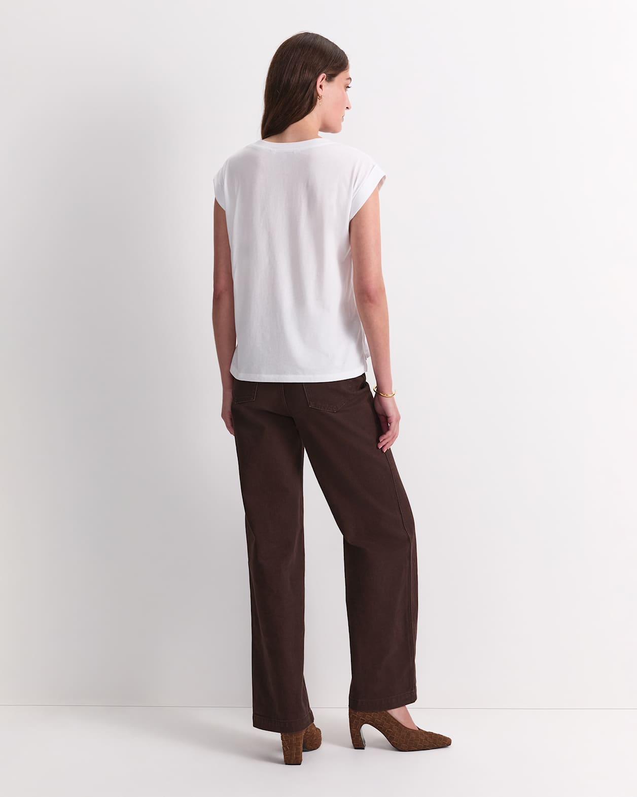 Blair Cotton V-Neck Tee in WHITE