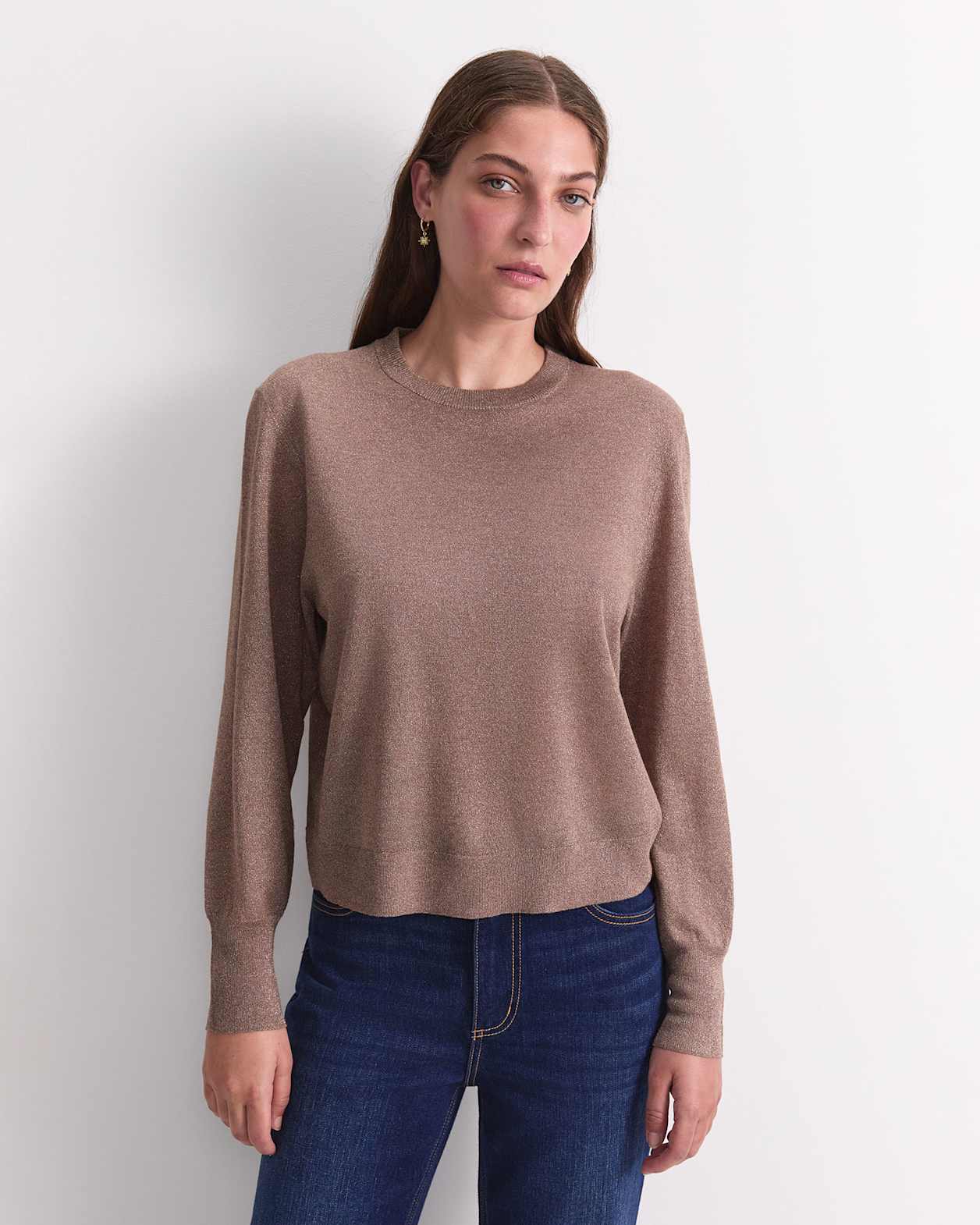 Sparkling Long Sleeve Relaxed Knit in MOCHA