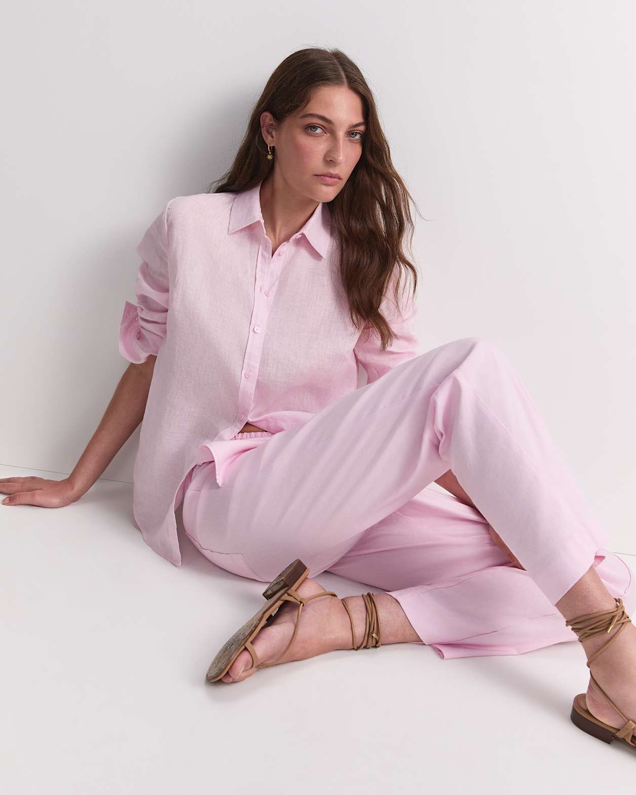 Rosa Tapered Linen Pant in BLUSH