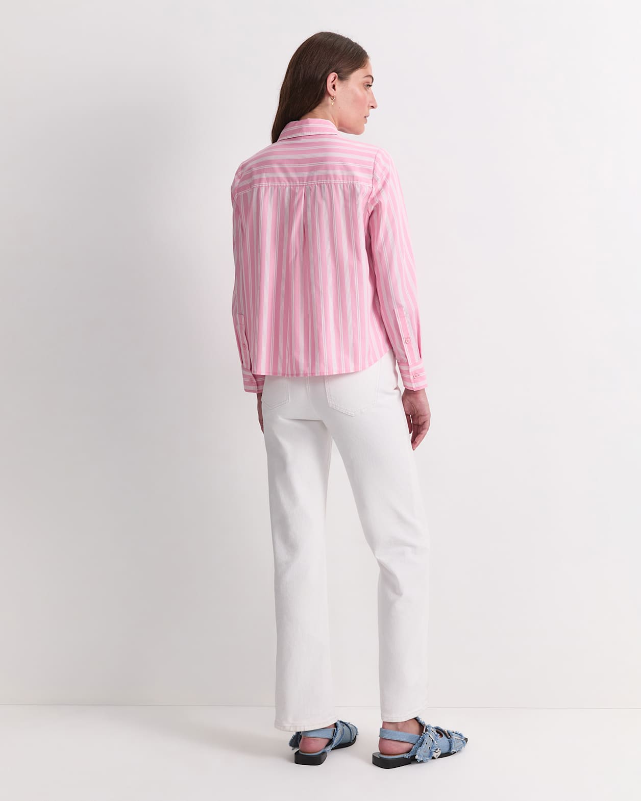 Reina Crop Shirt in WHITE/PINK