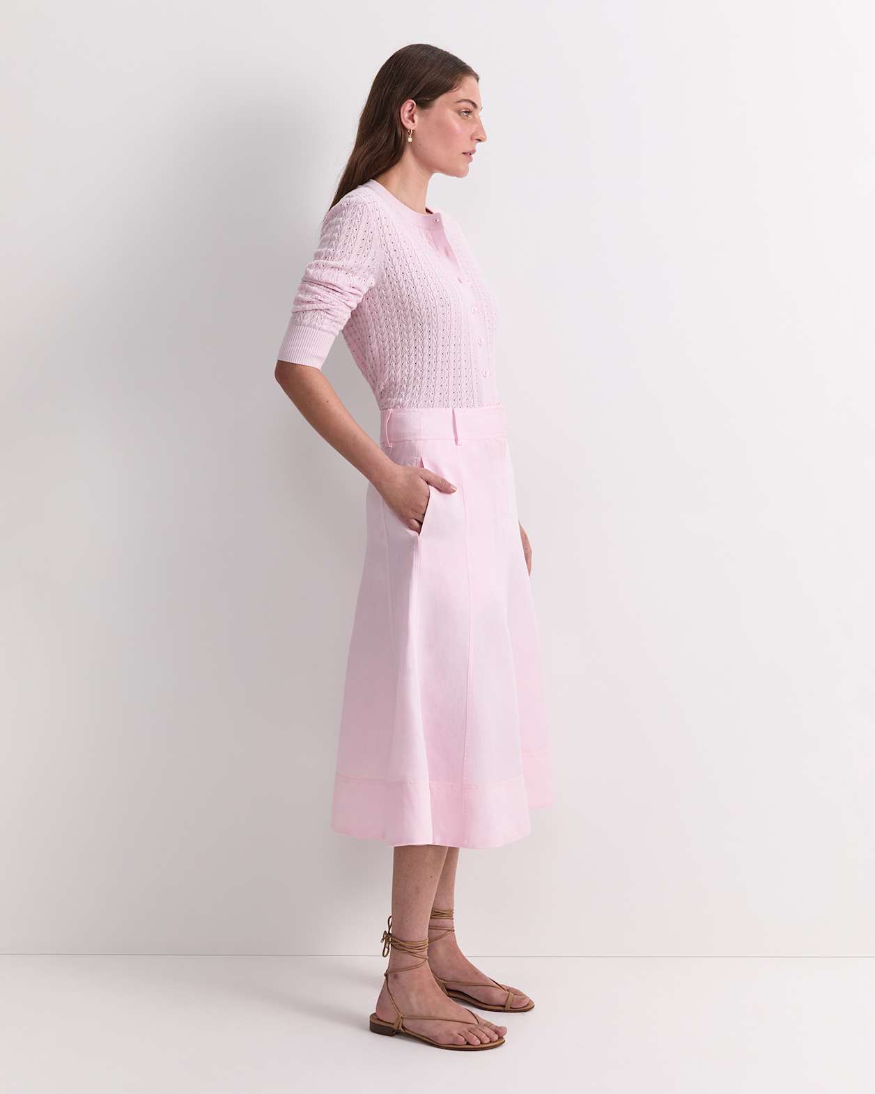 Vallerina Fit & Flare Midi Skirt in BLUSH