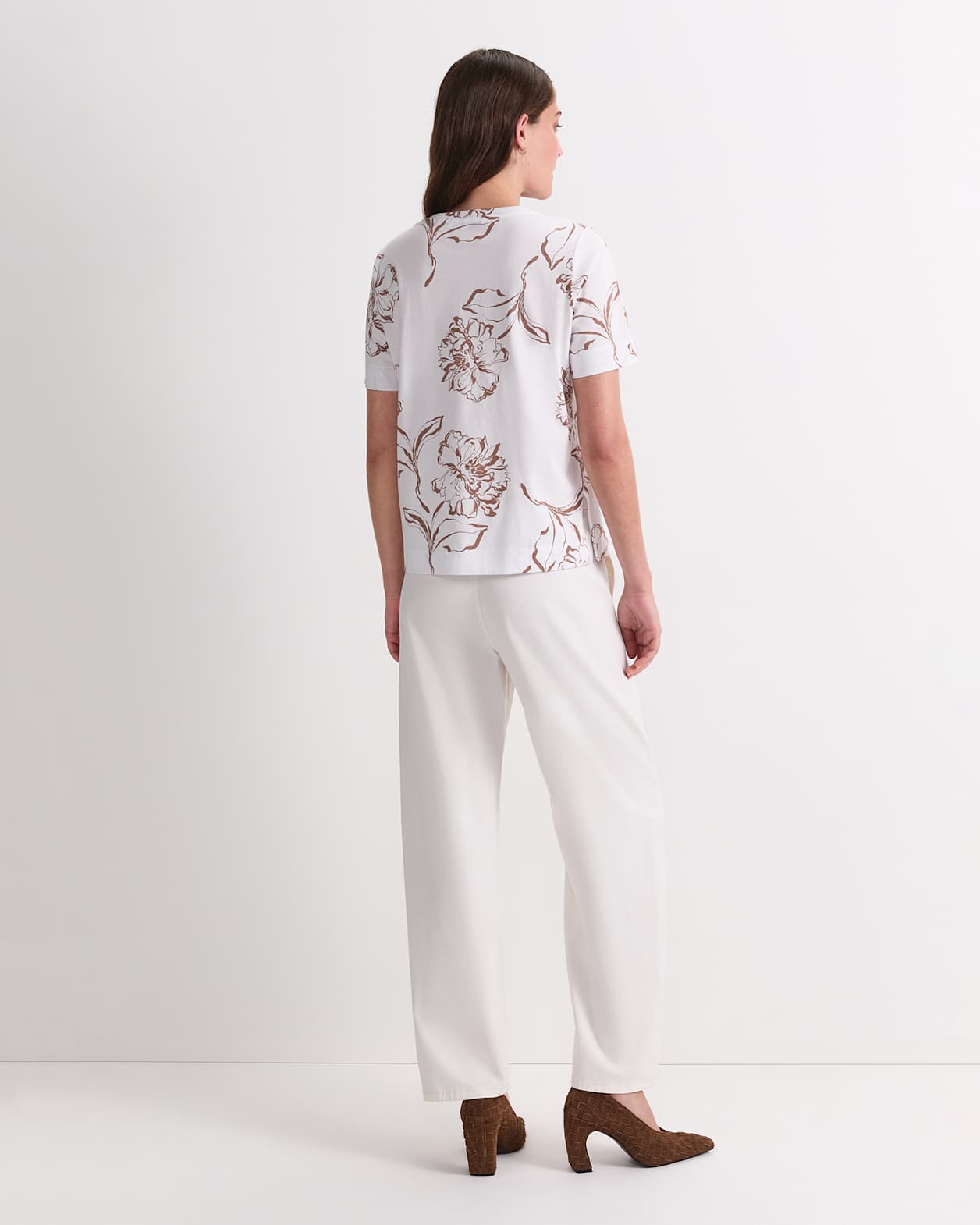 Franka Mercerised Cotton Tee in MOCHA/WHITE