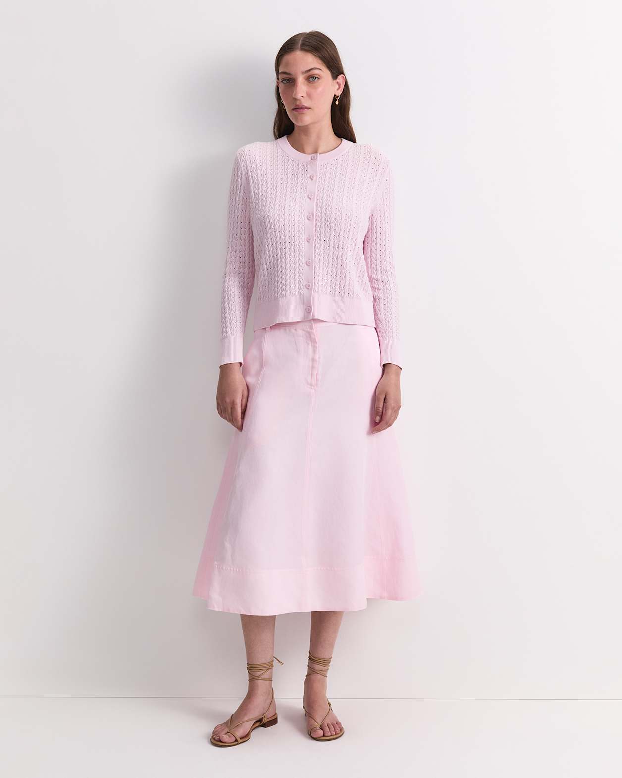Elka Pointelle Cardigan in BLUSH