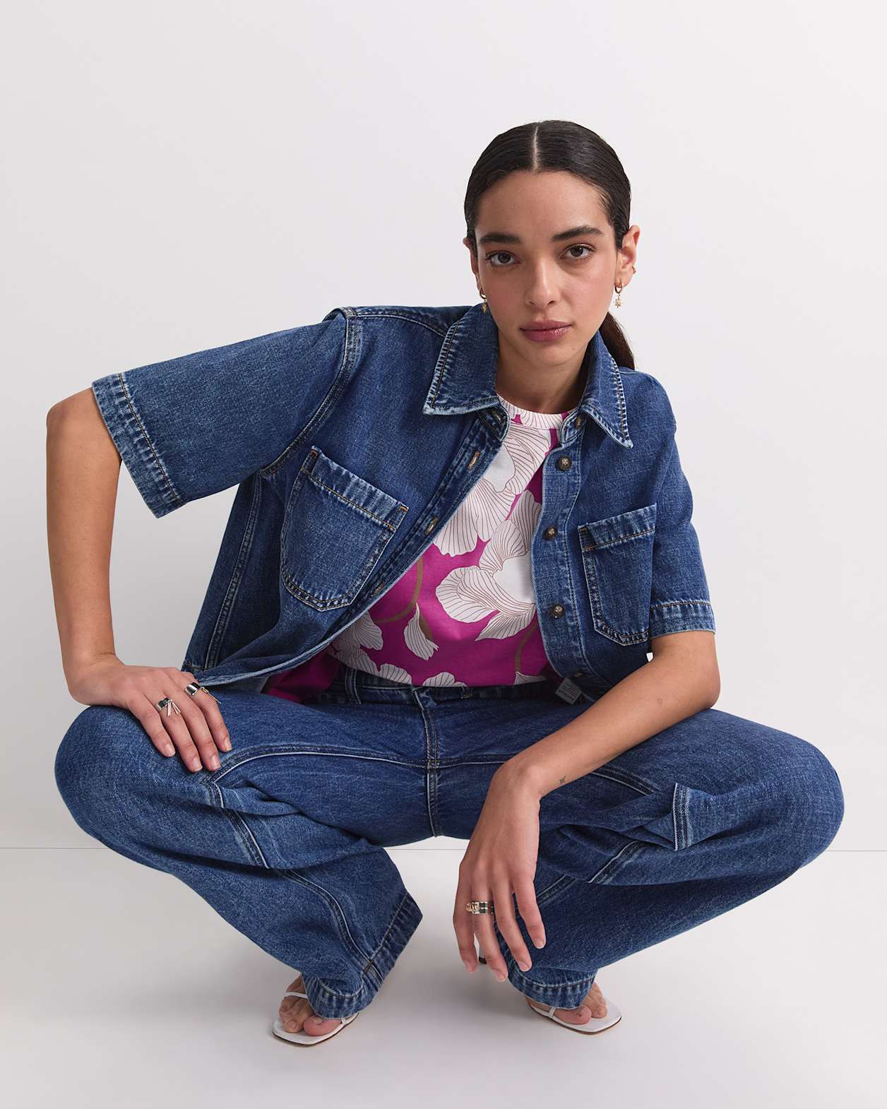 Manon Mercerised Cotton Tee in PINK MULTI