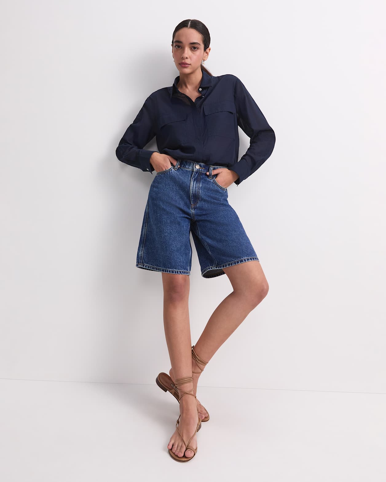 Allegra Denim Short in MID WASH
