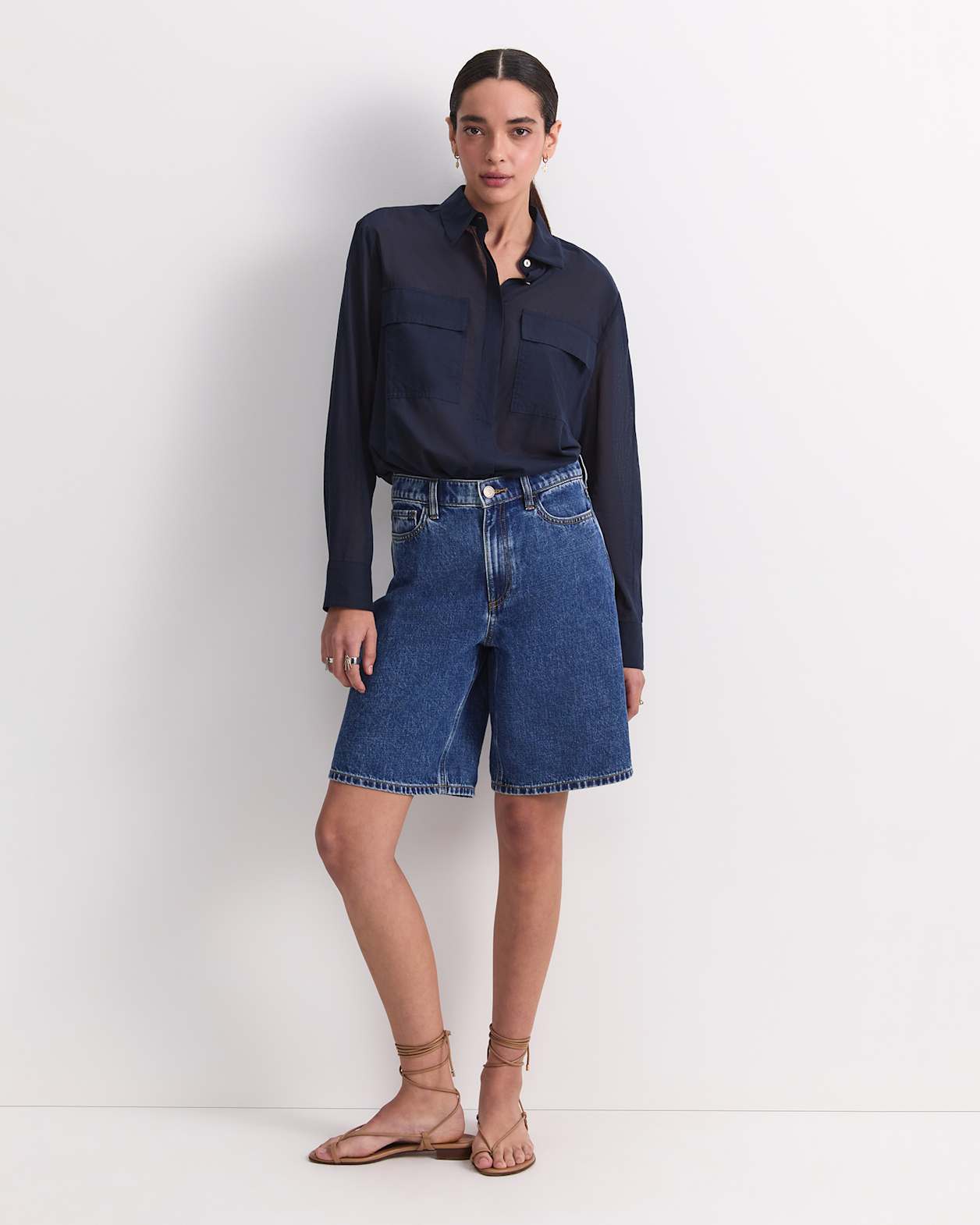 Allegra Denim Short in MID WASH