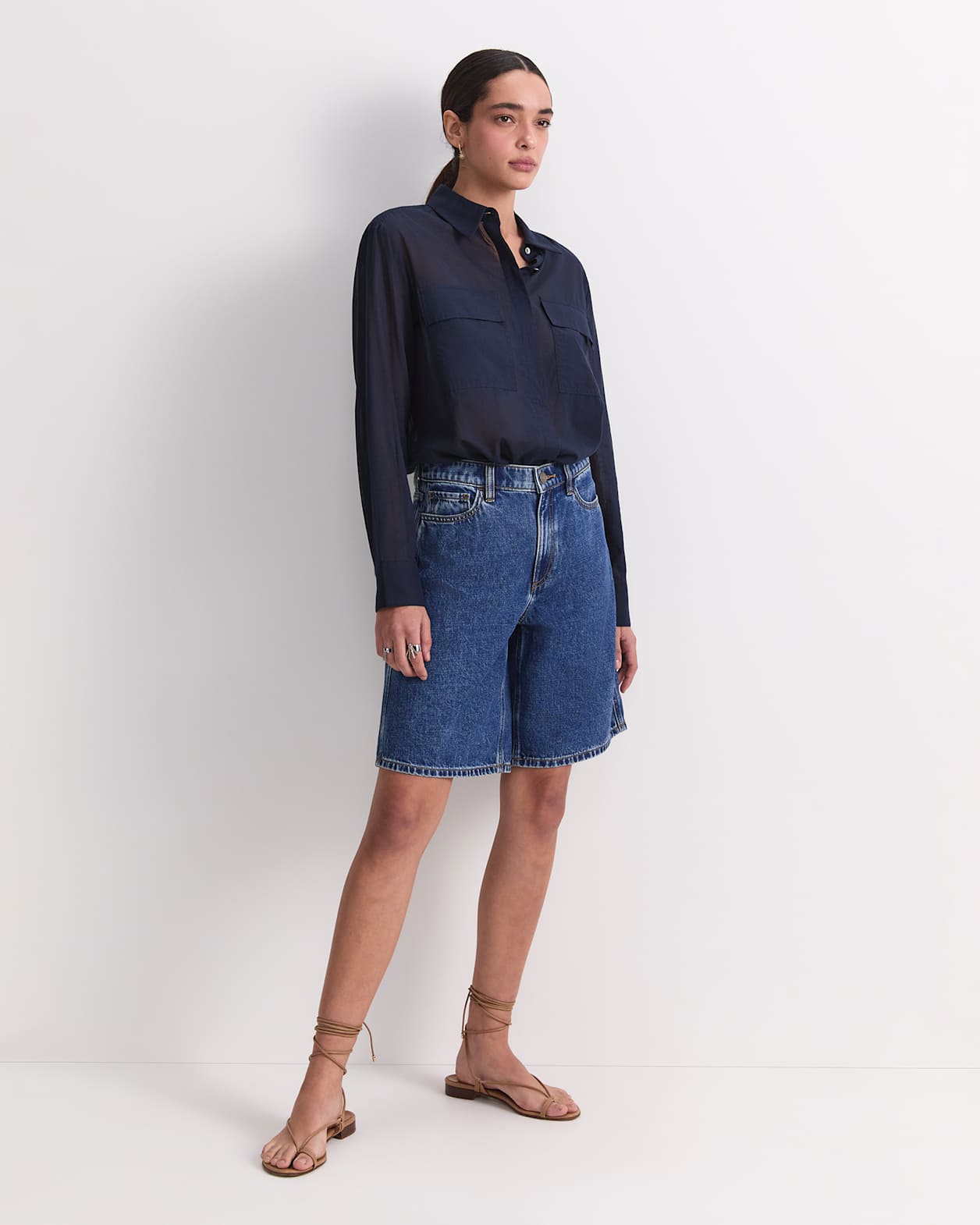 Allegra Denim Short in MID WASH