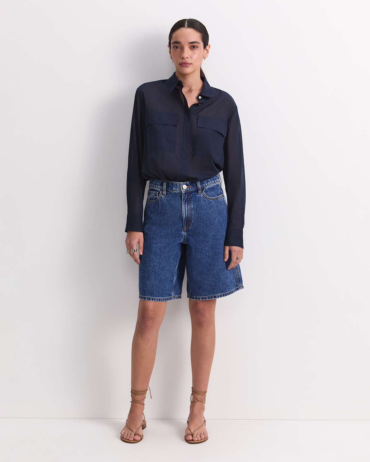 Allegra Denim Short in MID WASH