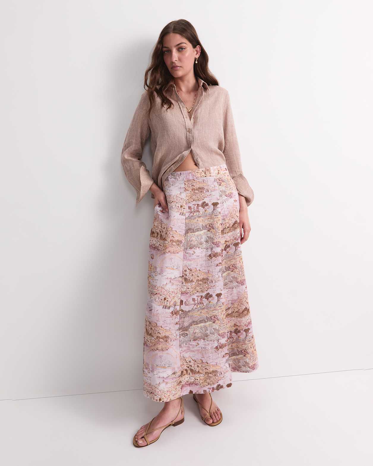 Story Map Liberty Midi Skirt in PINK MULTI