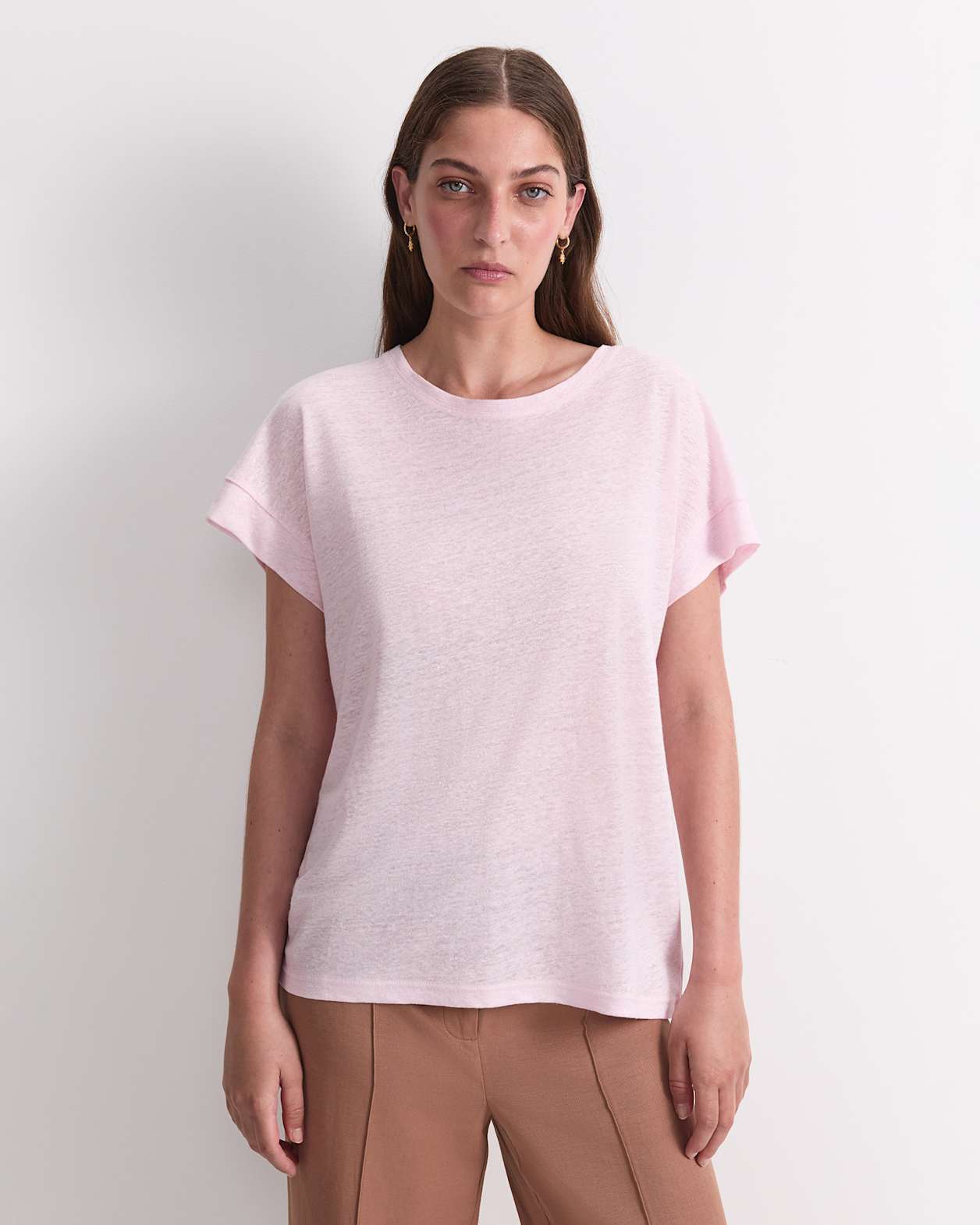Tonia Foil Linen Tee in BLUSH