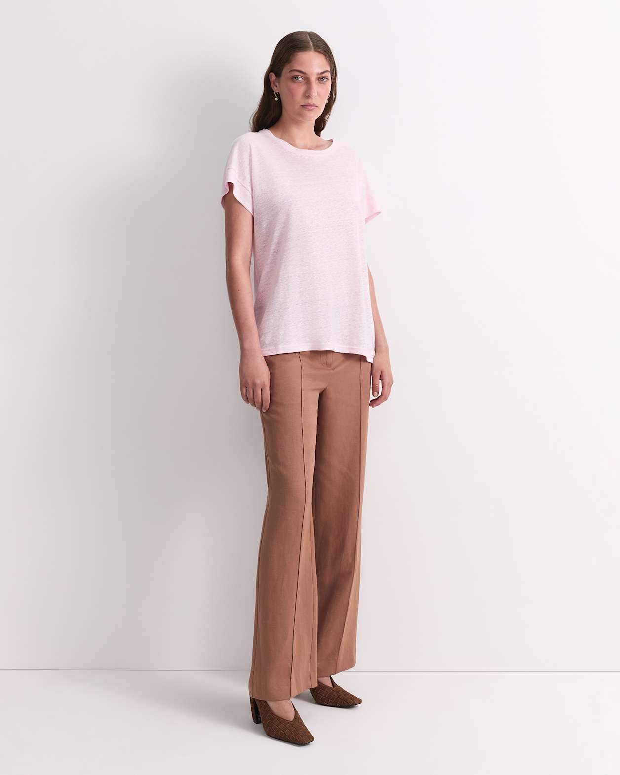 Tonia Foil Linen Tee in BLUSH