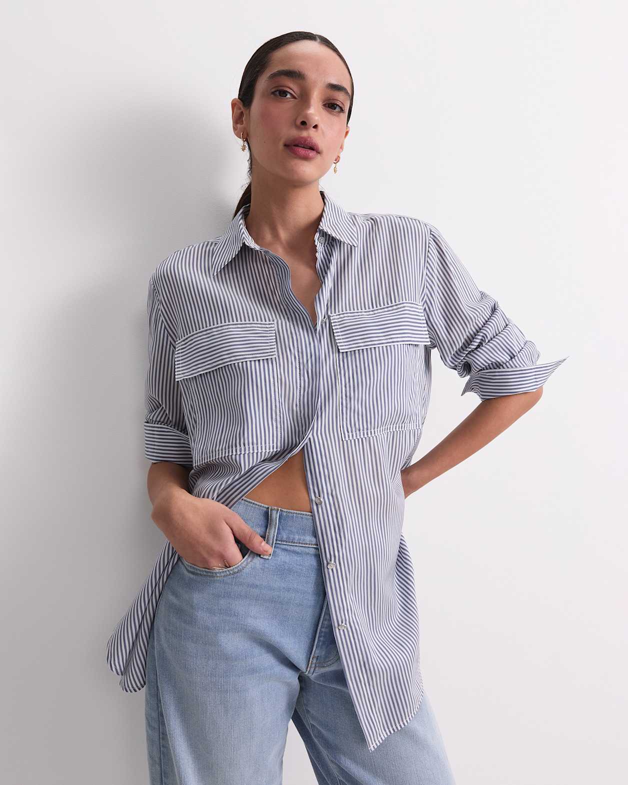 Vivian Stripe Shirt in NAVY/WHITE