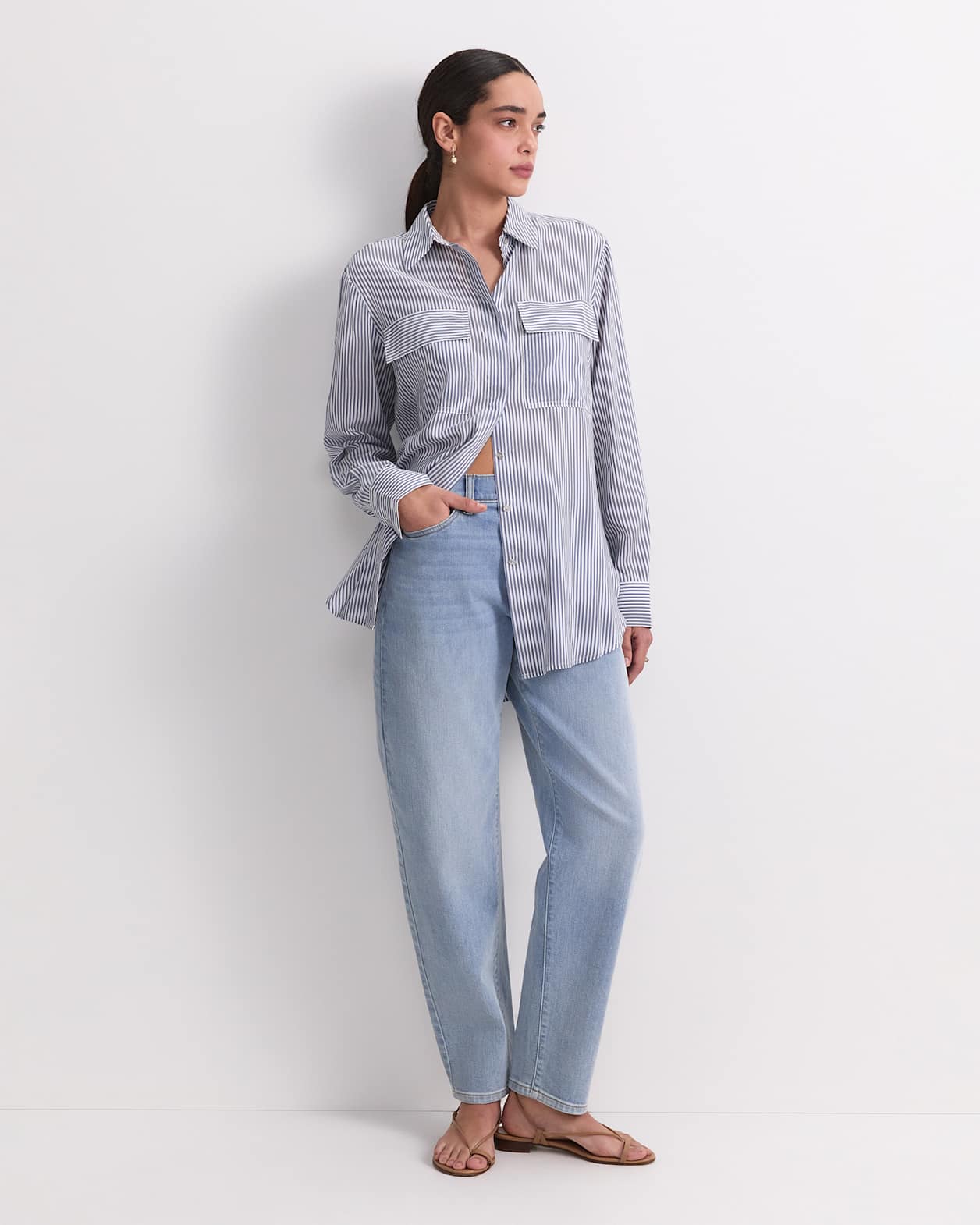 Vivian Stripe Shirt in NAVY/WHITE