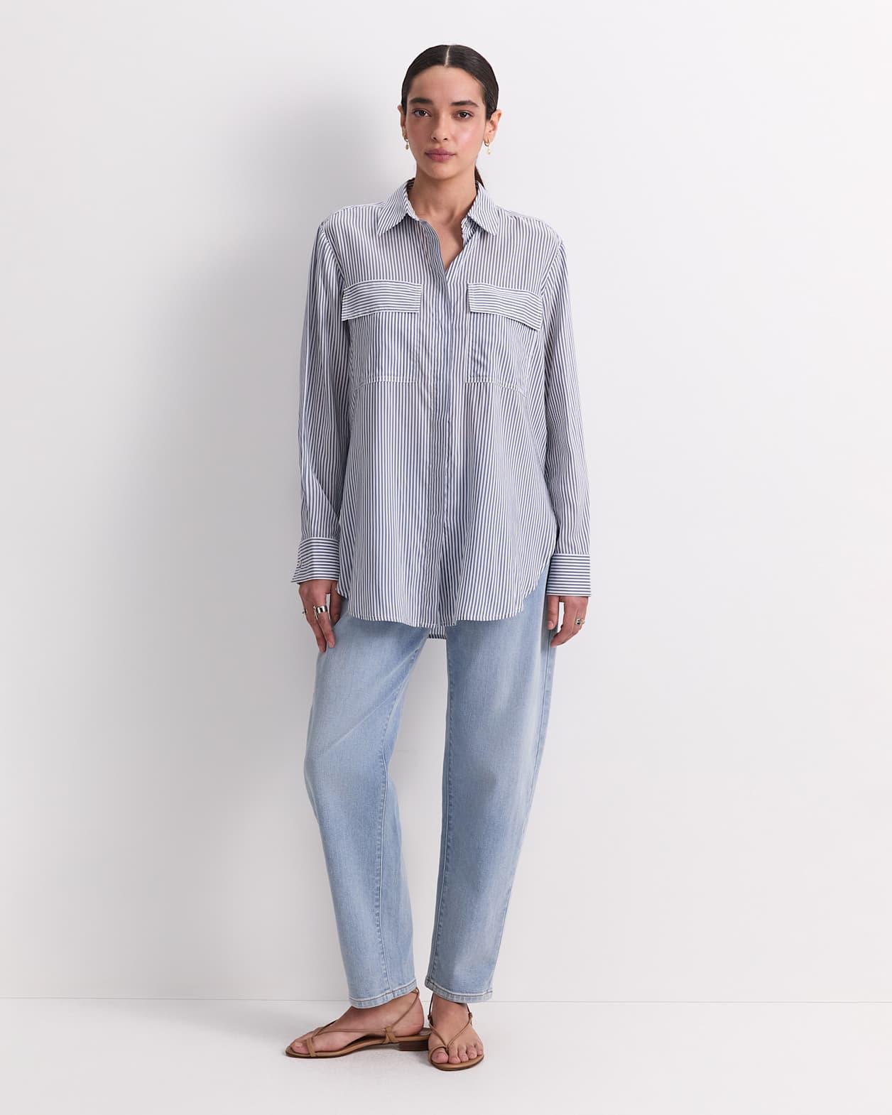 Vivian Stripe Shirt in NAVY/WHITE