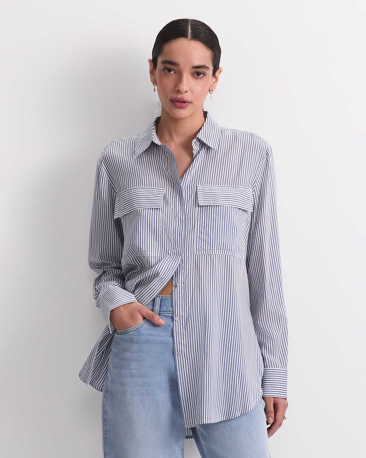 Vivian Stripe Shirt in NAVY/WHITE