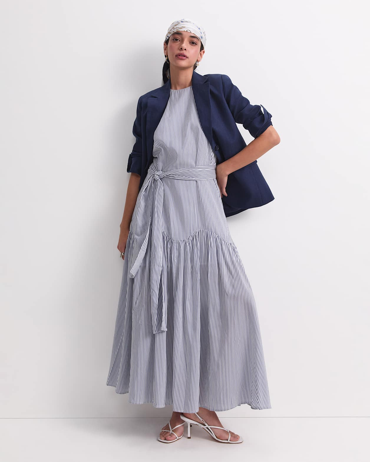 Vivian Maxi Dress in NAVY/WHITE