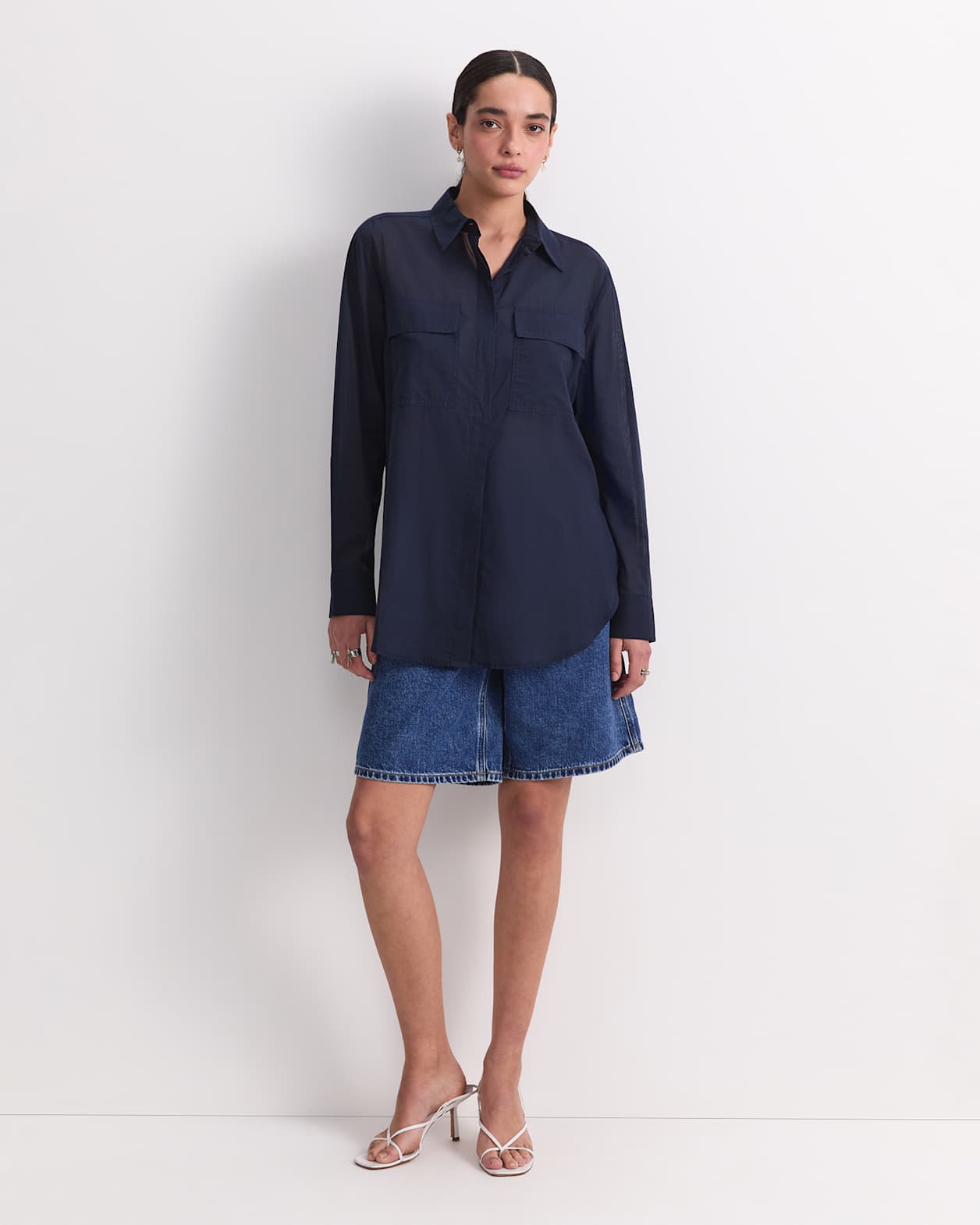 Vivian Pocket Shirt in NAVY