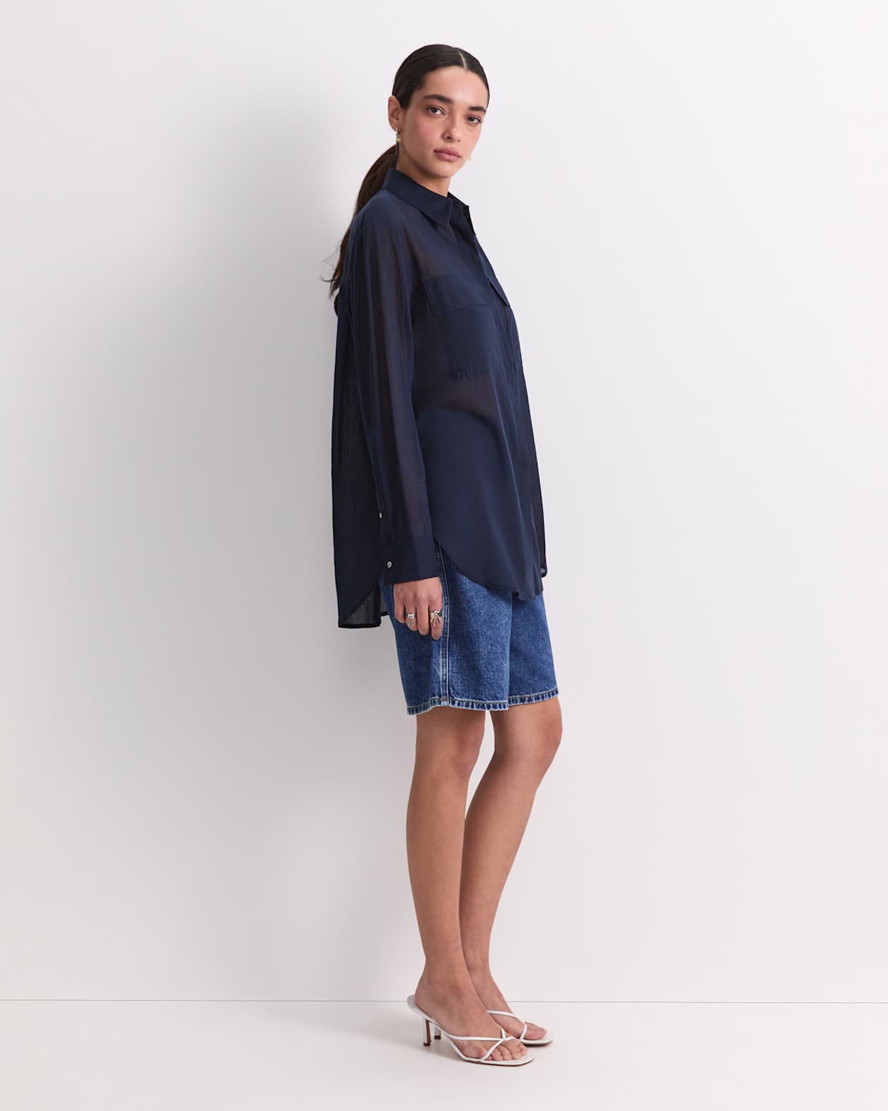 Vivian Pocket Shirt in NAVY