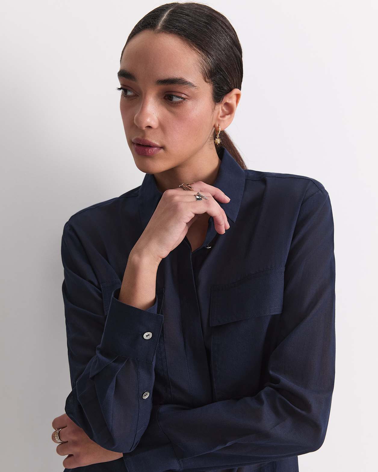 Vivian Pocket Shirt in NAVY