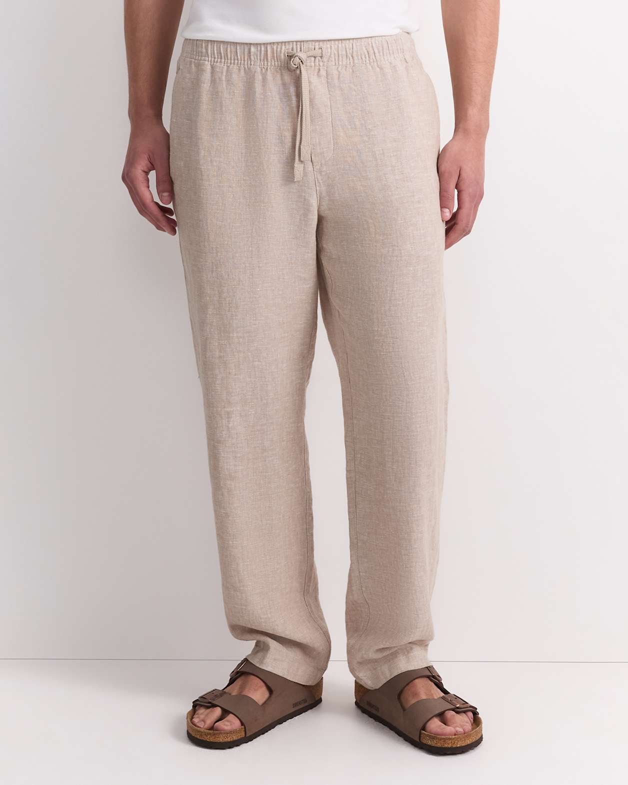 Caffery Yarn-Dyed Linen Pant in CAPPUCCINO