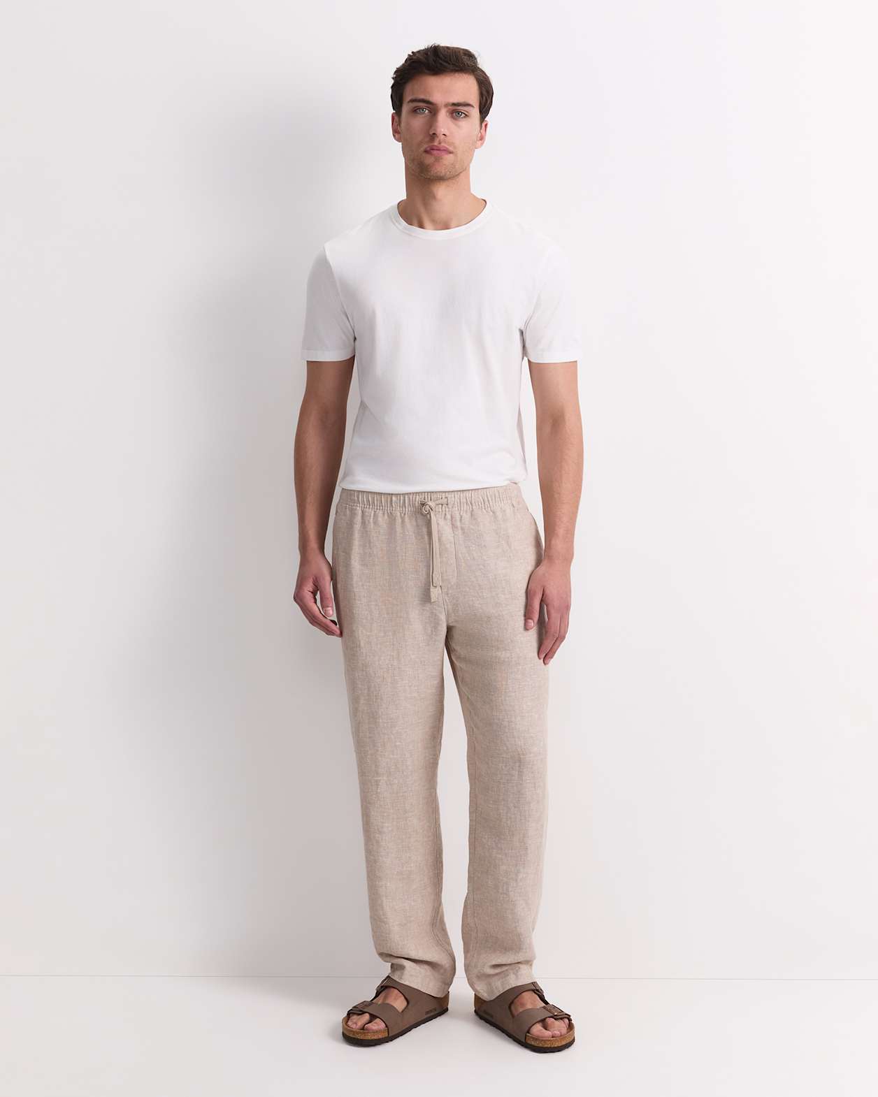 Caffery Yarn-Dyed Linen Pant in CAPPUCCINO