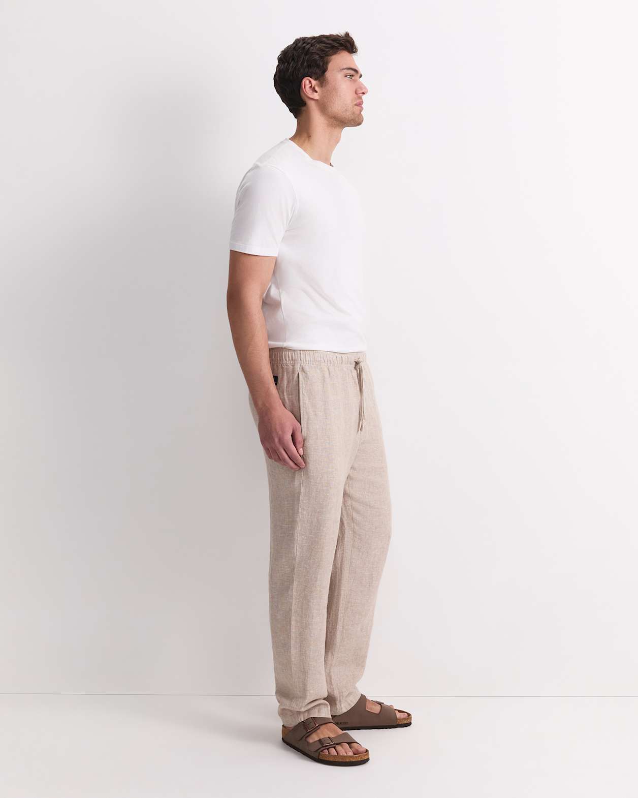 Caffery Yarn-Dyed Linen Pant in CAPPUCCINO