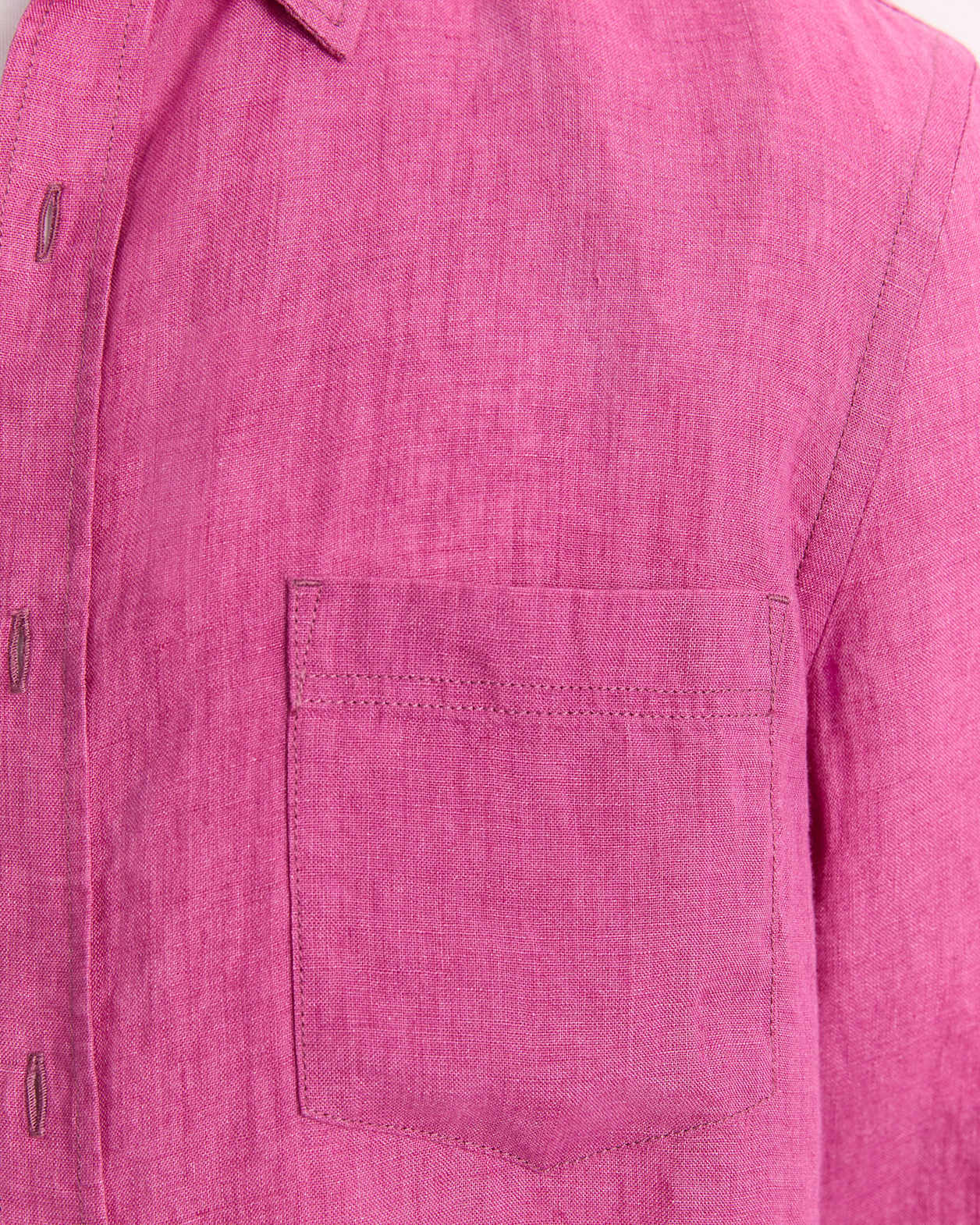 Linen Long Sleeve Delave Shirt in MAGENTA