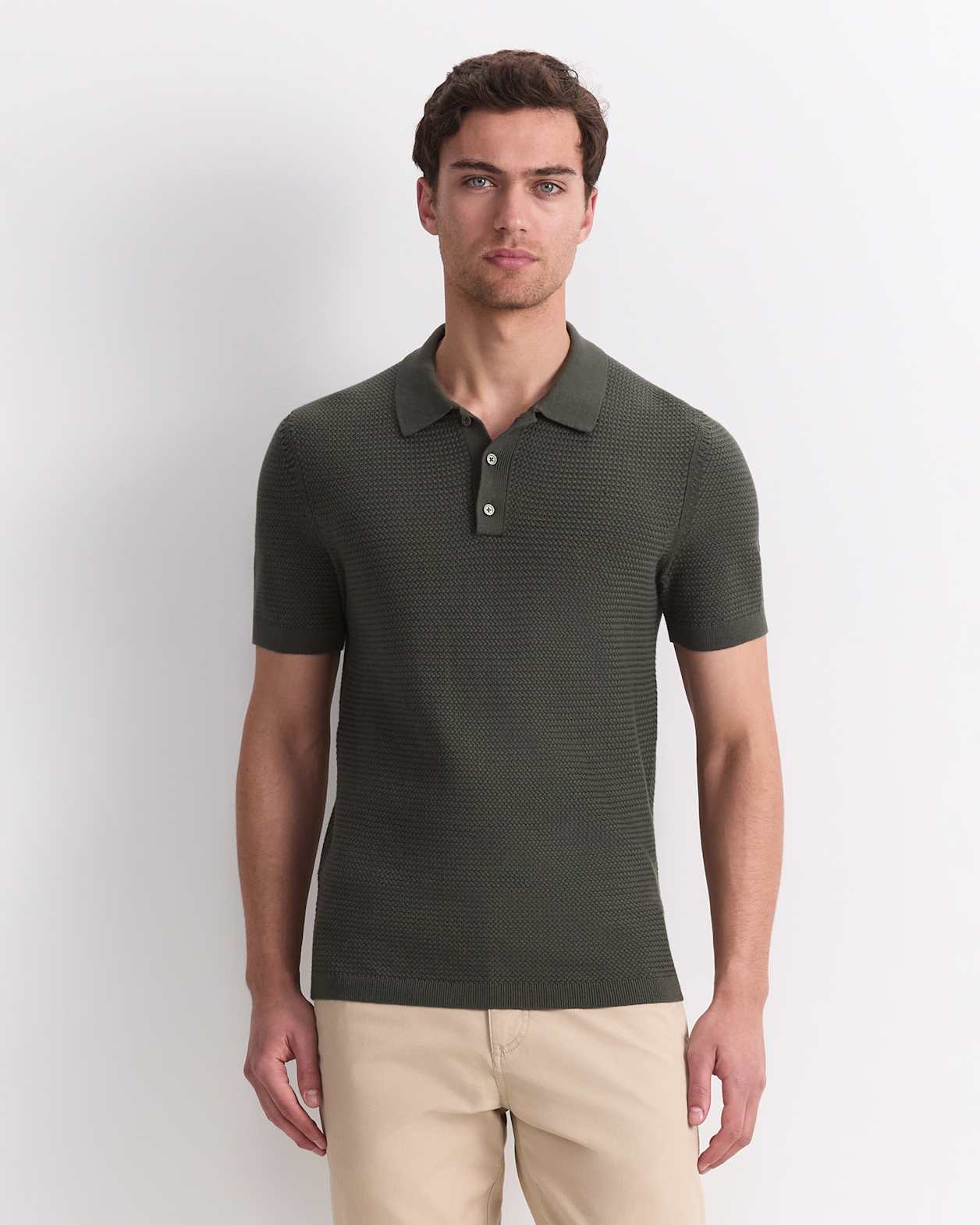 Alec Knit Polo in KHAKI