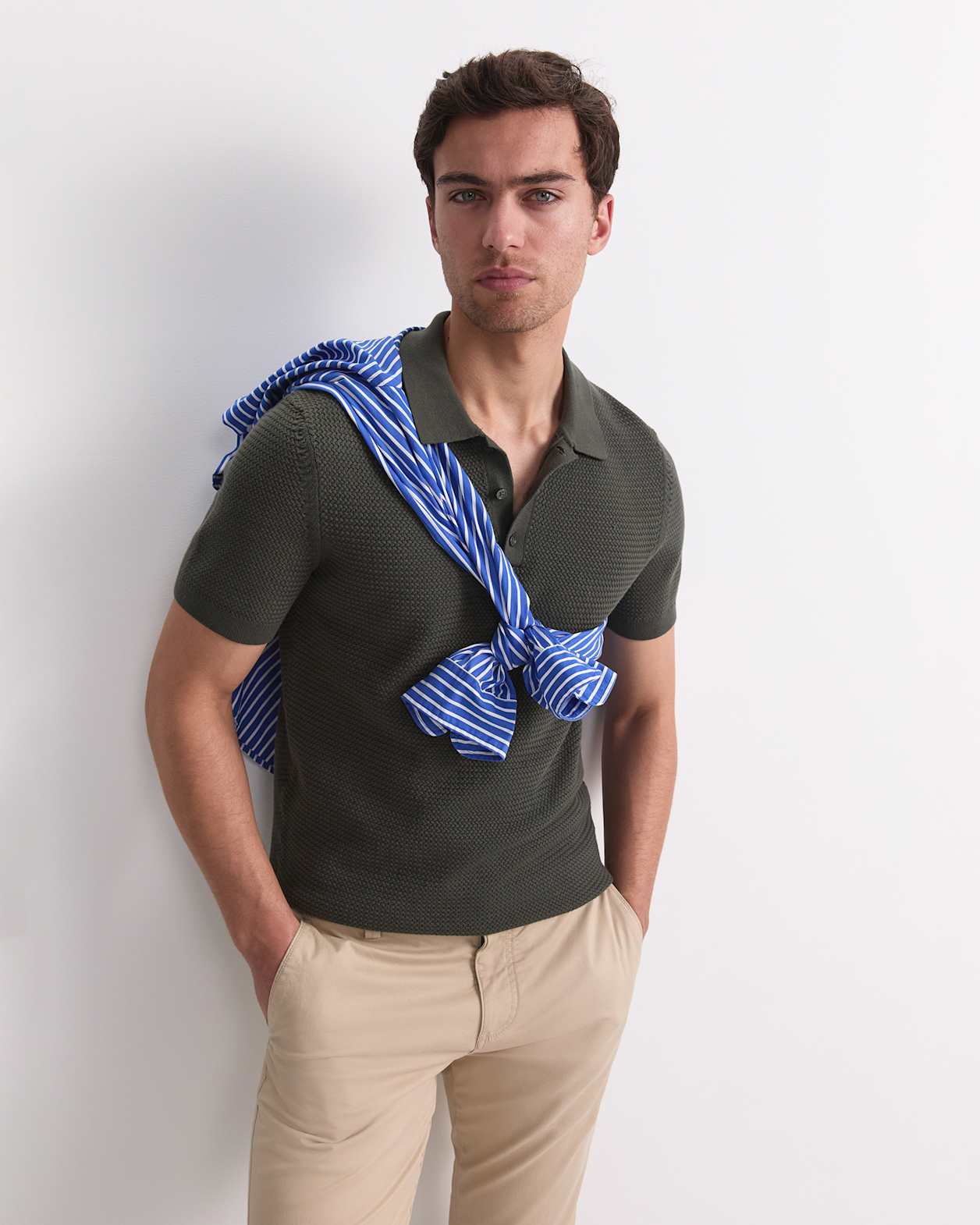 Alec Knit Polo in KHAKI