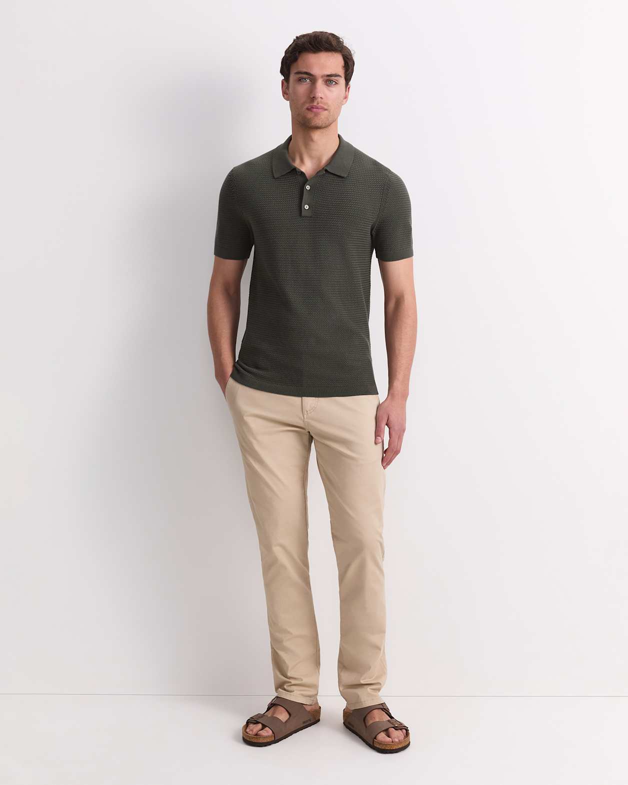 Alec Knit Polo in KHAKI